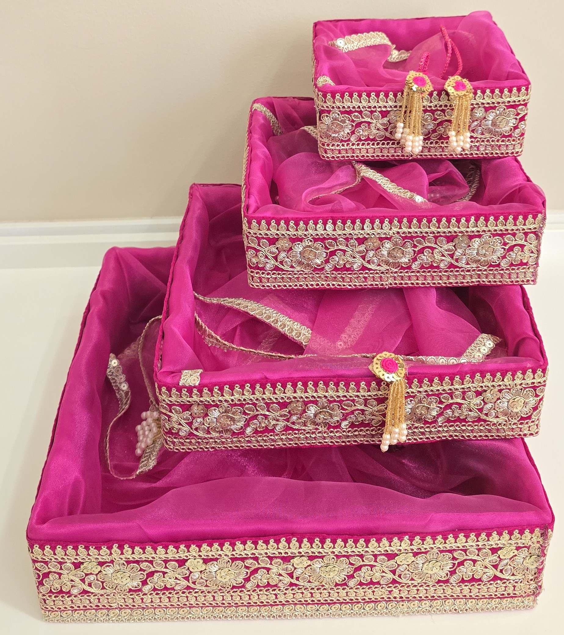 Luxe Geschenk-/Bruiloft Trays – Set van 4 - Rood